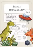 Vorschau - Arbeitsblätter - Lese-Mal-Heft - Zeitreise Teil 1/3: "Dinosaurier" (Leseheft) - Deckblatt
