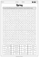 Vorschau - Arbeitsblätter - Spring - Word Search (differenziert) - Seite 3