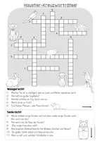 Vorschau - Arbeitsblätter - KREUZWORTRÄTSEL Haustiere - Deckblatt
