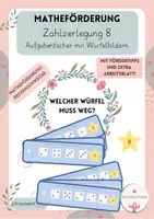 Vorschau - Arbeitsblätter - Rechenfächer - Zahlzerlegung 8 mit Würfelbildern - Addition Fördermaterial Rechenschwäche - mit Fördertipps! - Deckblatt