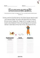 Vorschau - Arbeitsblätter - SOMMER: Mit dem Text arbeiten 2 - Wortarten - 2.Klasse - Deckblatt