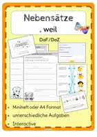 Vorschau - Arbeitsblätter - DaF Nebensätze mit dem Bindewort weil - Deckblatt