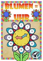 Vorschau - Mal- und Bastelvorlagen - Wie spät ist es? - Uhr basteln und die Uhrzeit lernen - Blumenuhr - Deckblatt