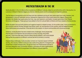 Vorschau - Arbeitsblätter - Multicultural Society in the UK / Multiculturalism (Speaking Prompts / Conversation Cards) - Seite 1