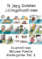 Vorschau - Bildkarten - Kindergartenalltag Illustrationen Skizzme Kindergarten Teil 2 - Deckblatt