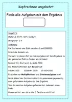 Vorschau - Spiele - Kopfrechnen umgekehrt Ein Mathespiel - Deckblatt
