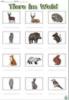 Vorschau - Arbeitsblätter - Wörterliste "Tiere im Wald" mit Wörtertabelle - DaZ / DaF / Deutsch - Seite 1