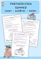 Vorschau - Arbeitsblätter - Partnerlesen, Sommer, lesen-zuhören-malen - Deckblatt