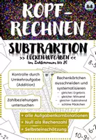 Vorschau - Arbeitsblätter - Kopfrechnen - Subtraktion | Zahlenraum bis 20 | Lückenaufgaben - Deckblatt