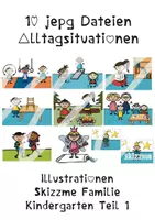 Vorschau - Bildkarten - Kindergartenalltag Illustrationen Skizzme Kindergarten Teil 1 a/b - Deckblatt