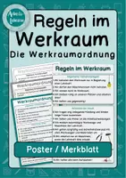 Vorschau - Arbeitsblätter - Regeln im Werkraum (Werkraumordnung): Poster, Merkblatt & Arbeitsblatt (Materialpaket) - Seite 1