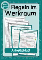 Vorschau - Arbeitsblätter - Regeln im Werkraum (Werkraumordnung): Arbeitsblatt (Lückentext) - Deckblatt