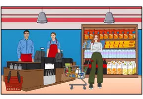 Vorschau - Bildkarten - Wimmelbilder Szenen im Supermarkt - Sprechanlass / Schreibanlass DaZ / DaF / Deutsch - Seite 3