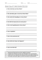 Vorschau - Arbeitsblätter - AB mit Fragen zum Thema "Harry Potter" + Lösungsblatt + Mindmap + Infografik - Deckblatt