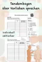 Vorschau - Arbeitsblätter - Tandembogen - über Vorlieben sprechen - Deckblatt