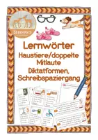 Vorschau - Arbeitsblätter - Lernwörter Haustiere Mitlautverdopplung - Deckblatt