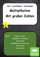 Vorschau - Unterrichtsreihen - Multiplizieren mit großen Zahlen (Kl.3, Stationen, Theke, AB) - Deckblatt
