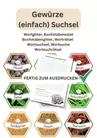 Vorschau - Arbeitsblätter - Gewürze, einfach, Suchsel, Wortgitter, Buchstabensalat, Buchstabengitter, Wortsuchrätsel, Wortsuche, Worträtsel, Wortsuchsel - Deckblatt