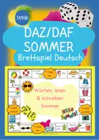 Vorschau - Arbeitsblätter - Doppelpack "Brettspiel + Spiel- & Rätselmatte Deutsch - DaZ/DaF Wortschatz "Sommer" | daz/daf spiele - daz daf grundschule - Wortschatz nach Themen - Seite 1