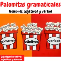 Vista previa - Juegos / Gamificación - Palomitas gramaticales - Nombres, adjectivos y verbos - Portada