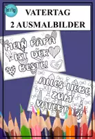 Vorschau - Mal- und Bastelvorlagen - 2 Ausmalbilder Vatertag Freebie - Deckblatt