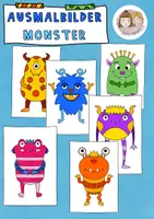 Vorschau - Mal- und Bastelvorlagen - Monster Ausmalbilder - Deckblatt