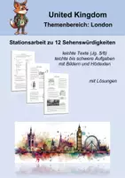 Vorschau - Arbeitsblätter - Sights of London - Stationsarbeit (mit Lese- und Hörtexten) - Deckblatt