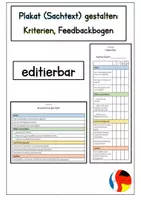 Vorschau - Arbeitsblätter - Plakat (Sachtext) erstellen: Kriterien und Feedbackbögen, editierbar - Deckblatt