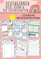 Vorschau - Unterrichtsreihen - Lesetagebuch Rico Oskar und die Tieferschatten Unterrichtsmaterial Deutsch Klasse 5–6 Arbeitsblätter Übungen Wochenplan mit Lösungen - Deckblatt