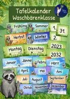 Vorschau - Mal- und Bastelvorlagen - Waschbärenklasse - Tafelkalender / Dauerkalender - Deckblatt