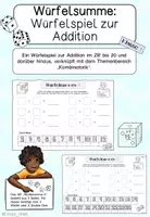 Vorschau - Arbeitsblätter - FREEBIE: Würfelsumme, Klasse 1 (2 bis 4 Würfel) - Deckblatt