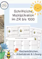 Vorschau - Arbeitsblätter - schriftliche Multiplikation im ZR 1000 Rechenkärtchen - Deckblatt