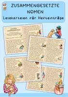 Vorschau - Stundenentwürfe - Zusammengesetzte Nomen, Lesekarteien - Deckblatt
