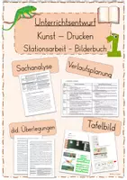 Vorschau - Stundenentwürfe - Unterrichtsentwurf Kunst Drucken - Stationsarbeit - Bilderbuch - Deckblatt