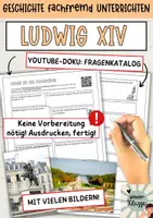 Vorschau - Arbeitsblätter - Ludwig XIV: Doku + Arbeitsblätter / Geschichte fachfremd unterrichten - Deckblatt