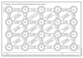 Vorschau - Arbeitsblätter - Telling the time: mazes // Labyrinthe (Englisch) - Seite 2