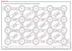 Vista previa - Hojas de trabajo - Telling the time: mazes // Laberintos (inglés) - página 3