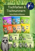 Vorschau - Mal- und Bastelvorlagen - Waschbärenklasse - Tischfarben und Tischnummern - Deckblatt