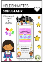 Vorschau - Bildkarten - Schülergeschenk: Willkommensgruß Schulstart - Superhelden - Giveaway Vorlage - Deckblatt
