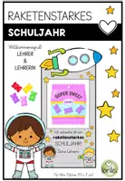 Vorschau - Bildkarten - Schülergeschenk: Willkommensgruß Schulstart - Astronaut Rakete - Giveaway Vorlage - Deckblatt