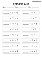 Vorschau - Arbeitsblätter - Addition Rechenübungen 1. Klasse Zahlenraum 10 - Seite 1