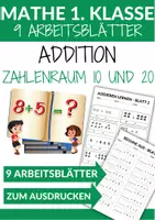 Vorschau - Arbeitsblätter - Addition Komplettpaket Arbeitsblätter - Zahlenraum 10 & 20 (1. Klasse Mathe) - Deckblatt