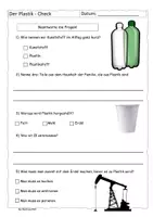 Vorschau - Arbeitsblätter - Quiz zum Plastik Check (mit Lösung) - Deckblatt