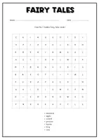 Aperçu - Feuilles d'exercices - Fairy Tales Word Search | Vocabulary - Page 1