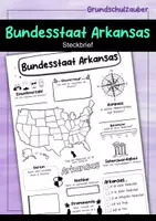Vorschau - Arbeitsblätter - Steckbrief Arkansas - USA Bundesstaat - Deckblatt