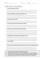 Vorschau - Arbeitsblätter - AB mit Fragen zum Thema "Kraft" + Lösungsblatt + Mindmap + Infografik - Deckblatt