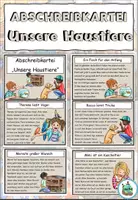Vorschau - Aufgabenkarten - Abschreibkartei / Abschreibtexte "Unsere Haustiere" DaZ / DaF / Deutsch - Deckblatt