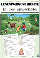 Vorschau - Arbeitsblätter - Lesespurgeschichte Level 1 "In der Tierschule" Haustiere - DaZ / DaF / Deutsch - Deckblatt