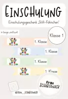 Vorschau - Mal- und Bastelvorlagen - Einschulung: Einschulungsgeschenk - Fähnchen für Stifte - Deckblatt