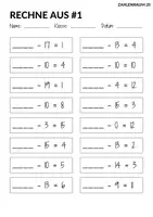 Vorschau - Arbeitsblätter - Rätselaufgaben Subtraktion 1. Klasse Mathematik 3 Arbeitsblätter - Seite 1